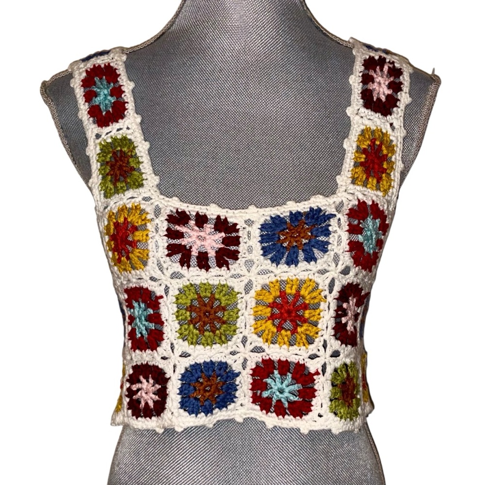 Forever 21 Crochet Granny Square Crop Top